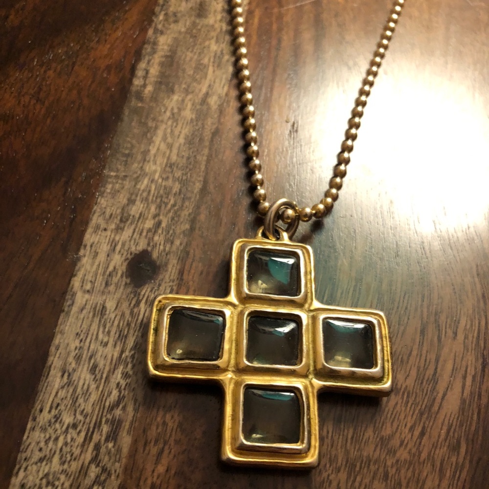 Gold COACH Cross Necklace